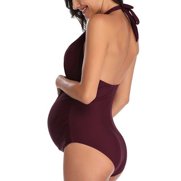 NWT Maternity Maroon wine one piece swim suit! - Picture 2 of 6